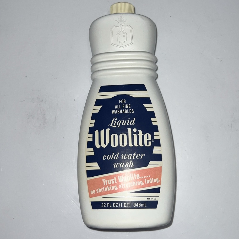 Vintage 1980s Liquid Woolite Cold Water Wash Plastic Bottle 32 Fl Oz PROP - Full